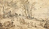 Jan the elder Brueghel Villagers on their Way to Market painting